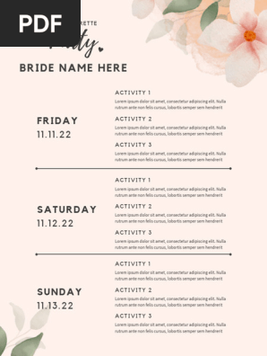 Ivory Elegant Bachelorette Itinerary Planner
