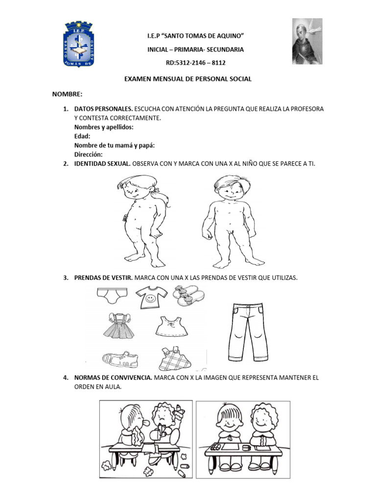 Examen Mensual de Personal Social - 2023 | PDF