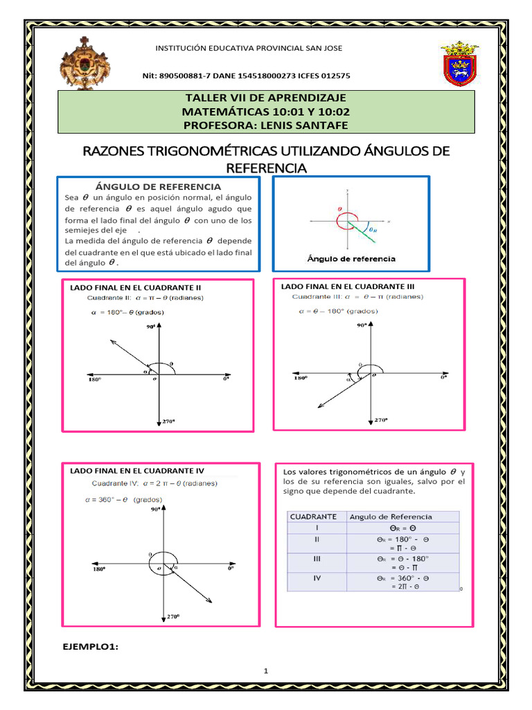 Angulos Coterminales2 - Recomendado | PDF | Funciones trigonométricas ...