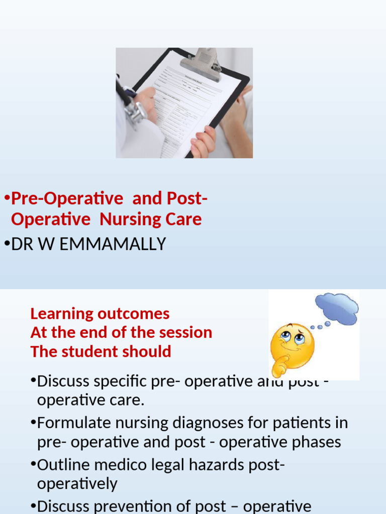 Pre and Post Operative Nursing | PDF | Surgery | Nursing