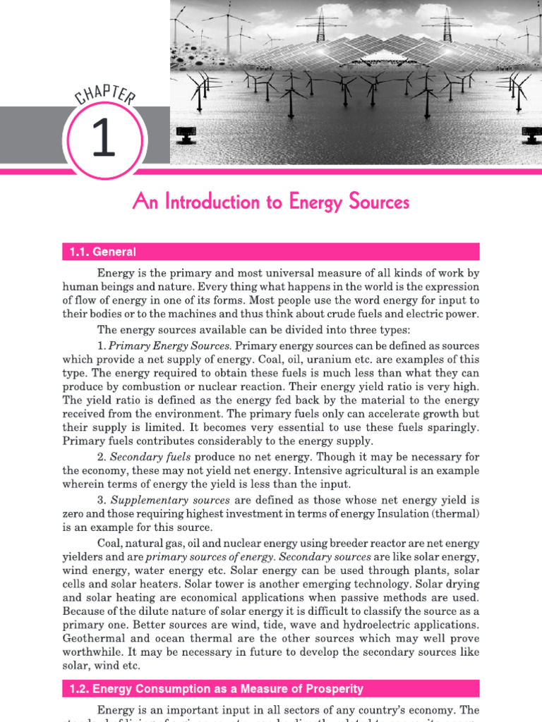 TEXT BOOK - CHAPTER-1 - Non-Conventional Energy Sources - by G D RAI | PDF