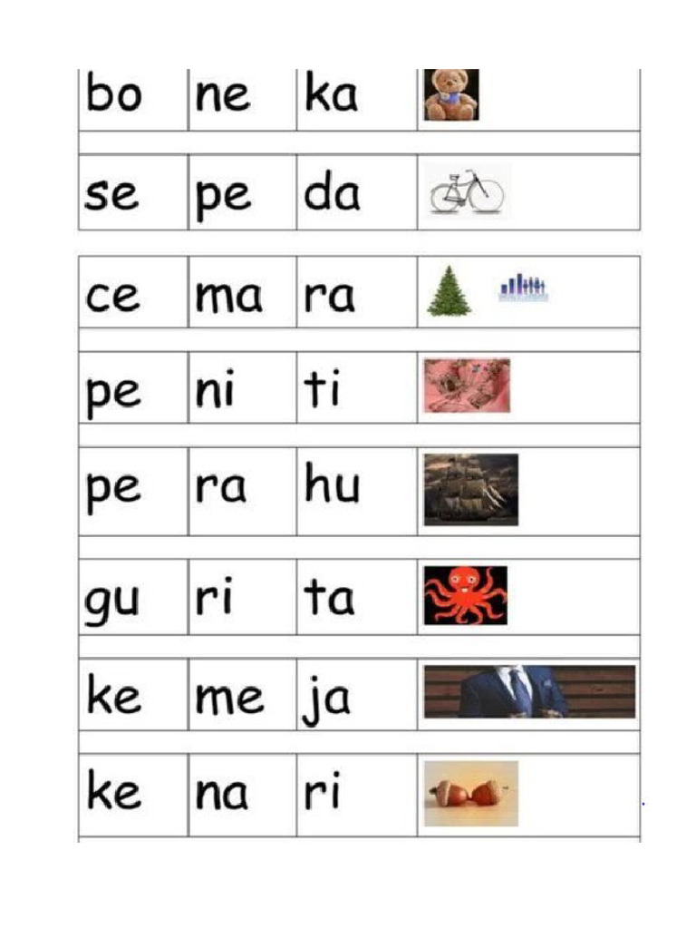 Worksheet Mengeja 2 Huruf Pdf