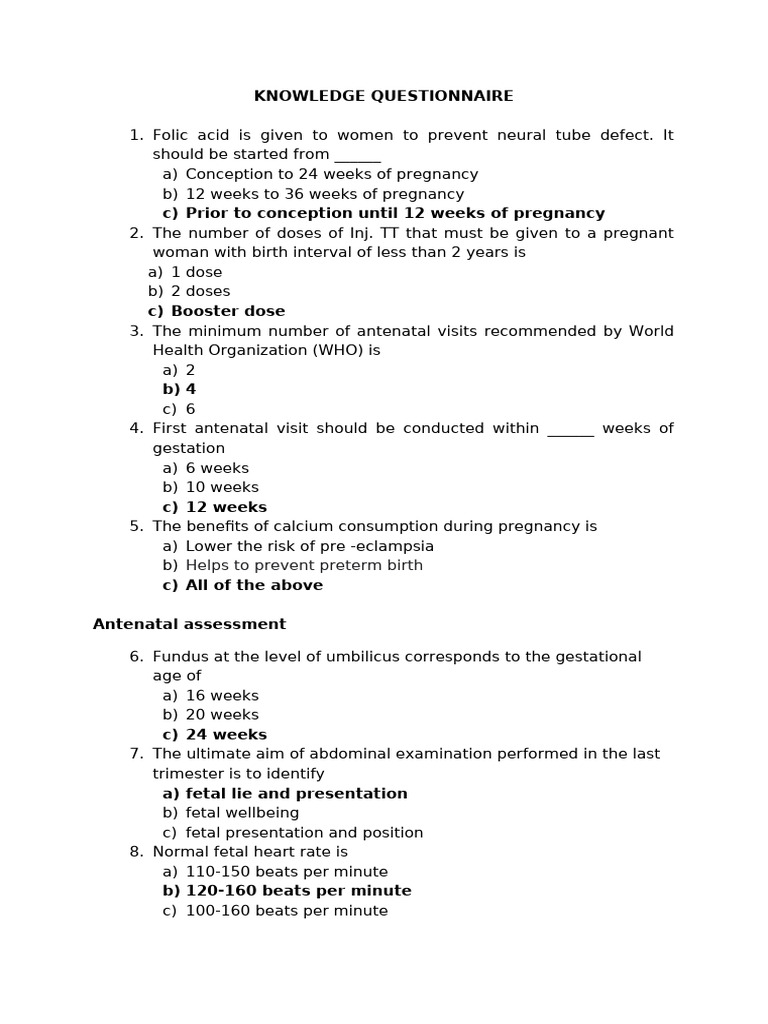 Knowledge Questionnaire 26 | PDF