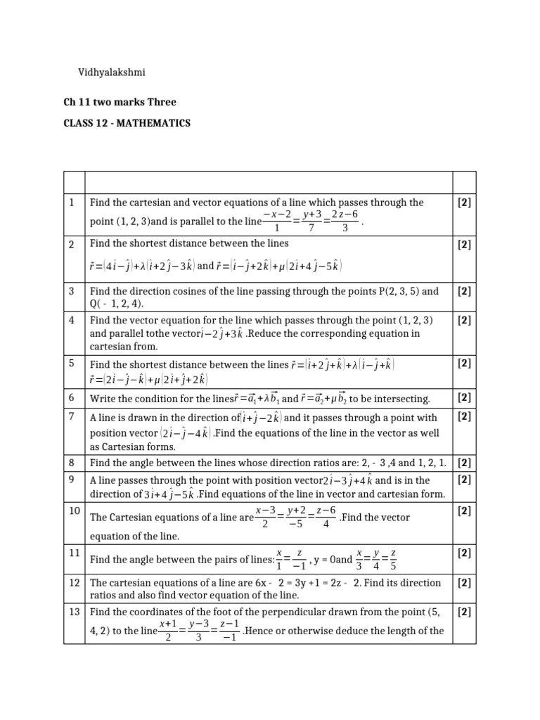 CH 11 Two and Three Marks | PDF