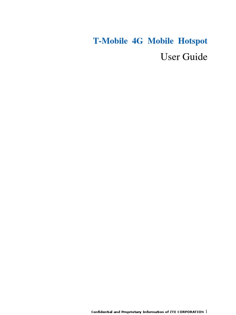 TMobile 4G Mobile Hotspot User Guide PDF Wi Fi Port