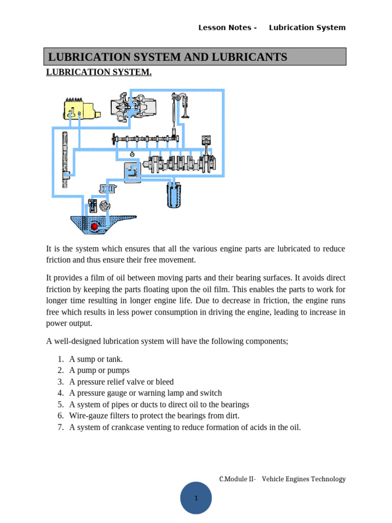 LUBRICATION SYSTEM NOTES Coppernicus | PDF