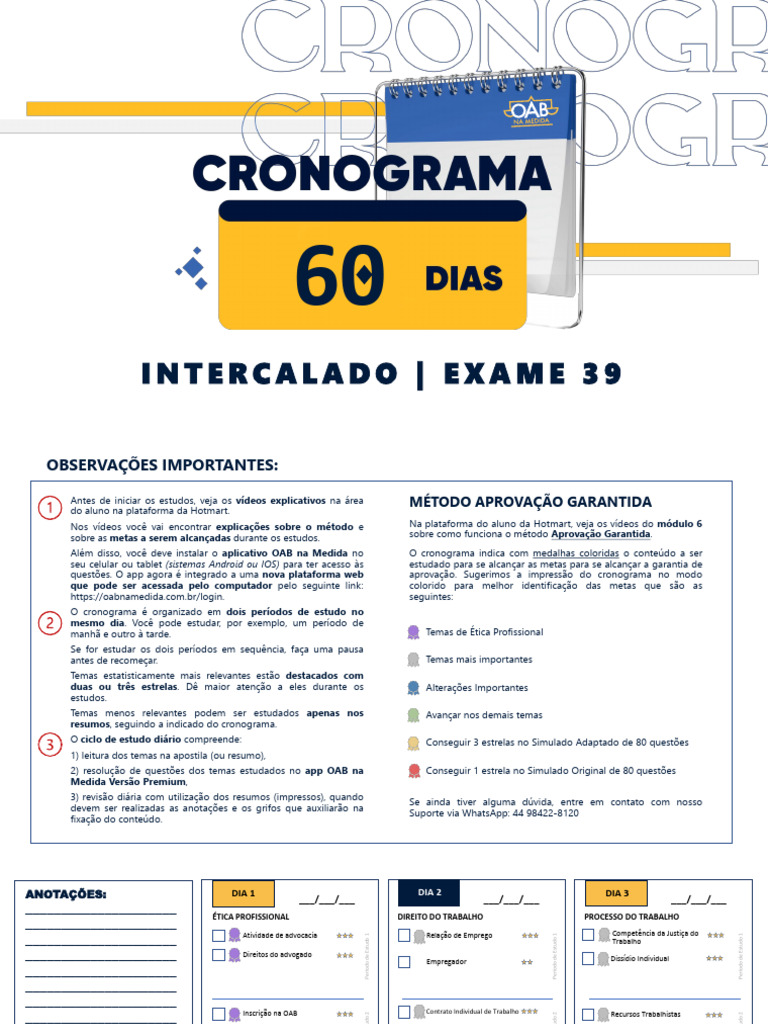 Do Cronograma+de+60+dias+-+intercalado | PDF
