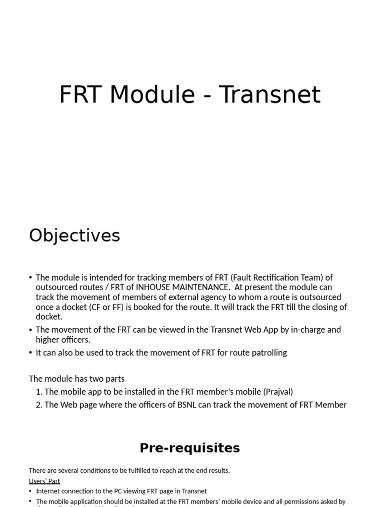 FRT Module - Transnet | PDF