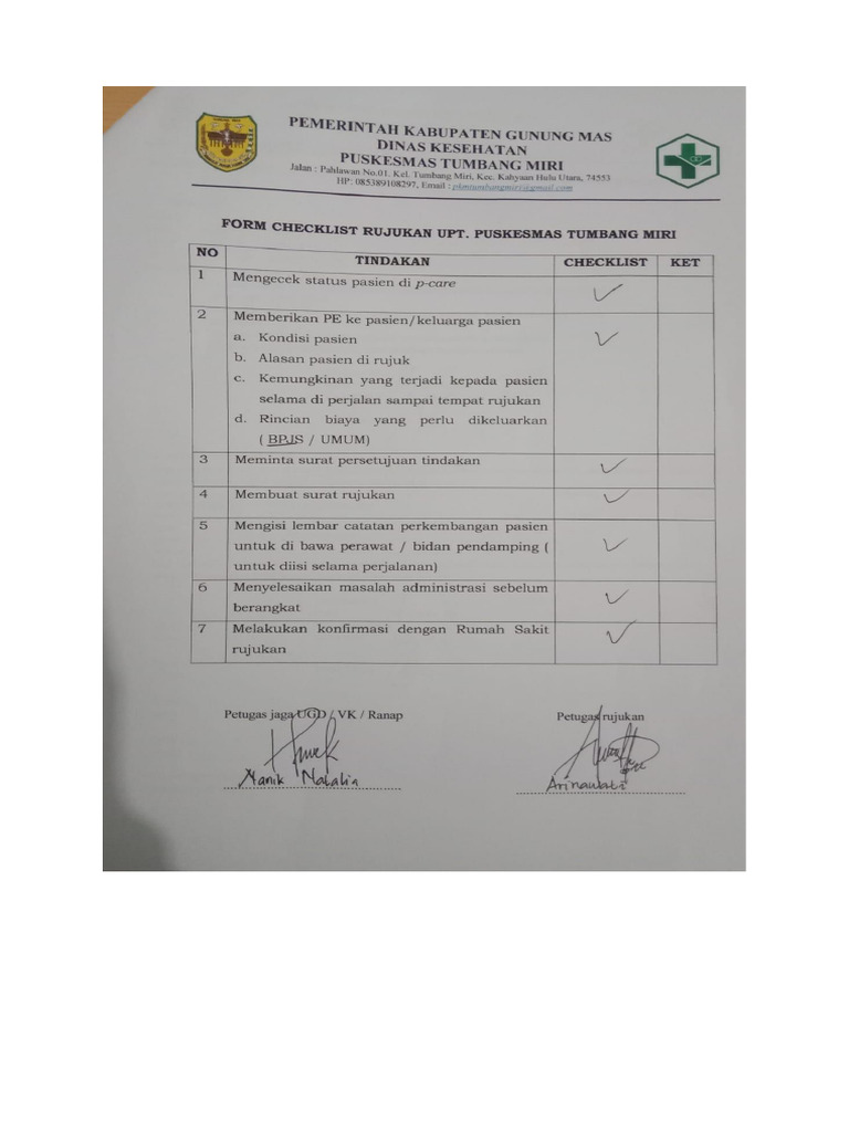 Contoh Checklist Rujukan | PDF