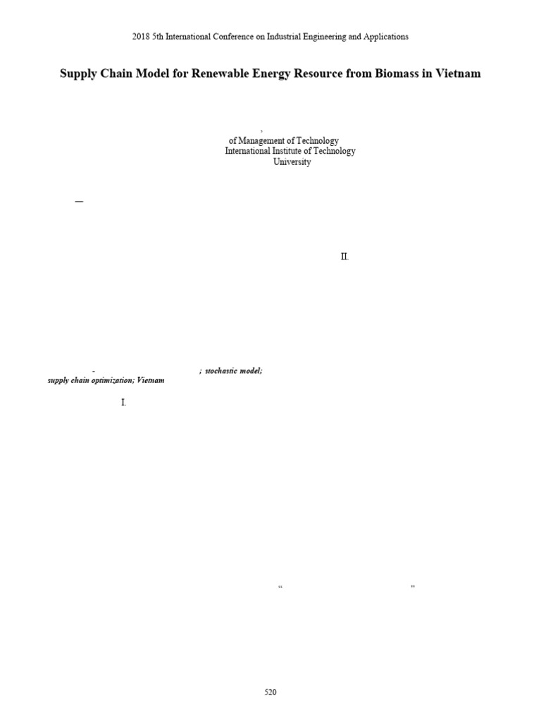 Supply Chain Model For Renewable Energy Resource From Biomass in ...