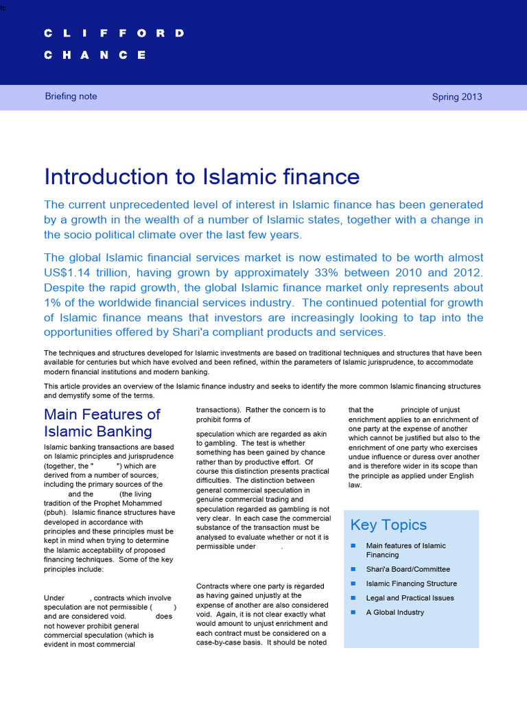 Overview of Islamic Finance Principles | PDF | Islamic Banking And ...