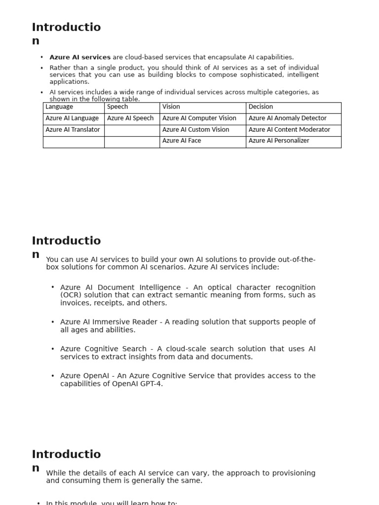 Azure AI Services Overview and Usage | PDF | Artificial Intelligence ...