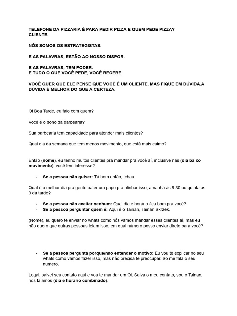 Script SDR - Barbearia (Sem Parecer Vendedor) | PDF
