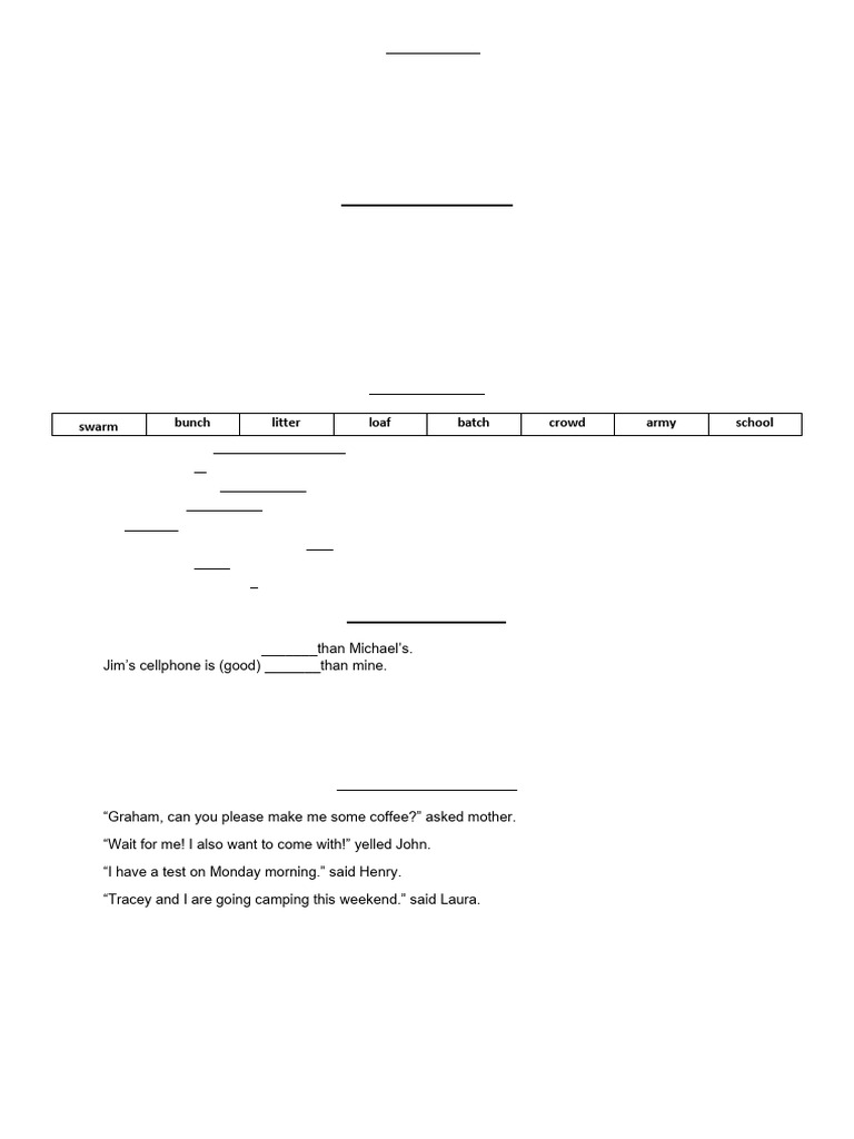 Basic Language Worksheet | PDF