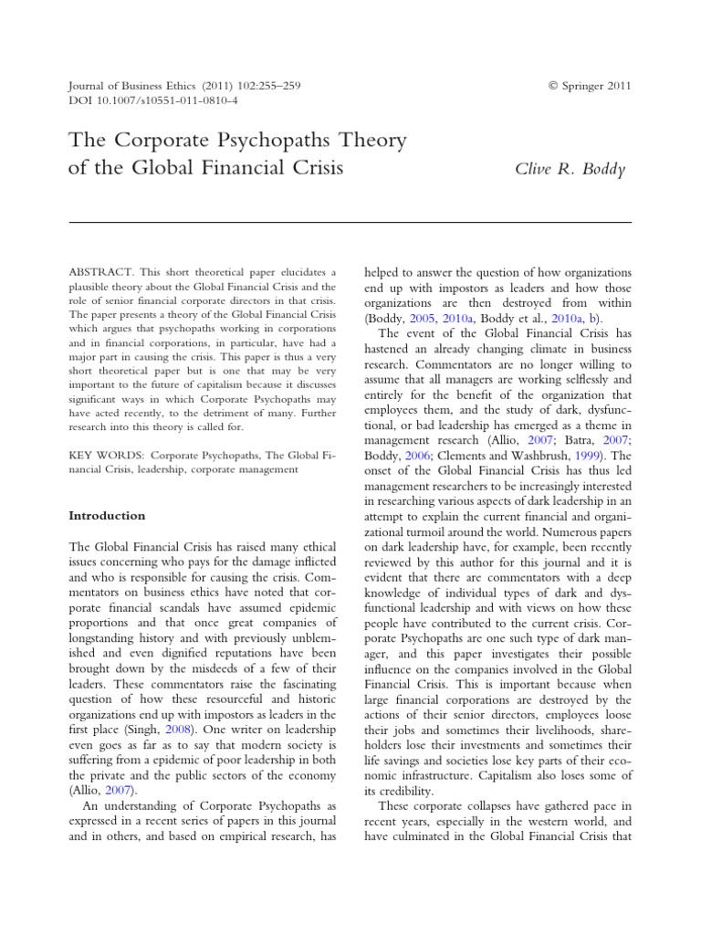 Corporate Psycopaths | PDF | Psychopathy | Neuroscience