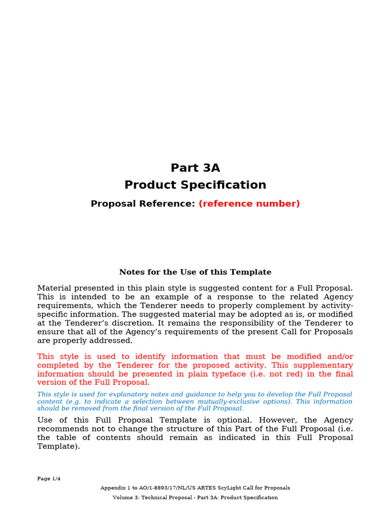 Part 3A - Technical Proposal - Template - 0 | PDF