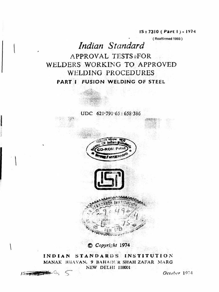 IS 7310 (Part 1) - 1974 | PDF