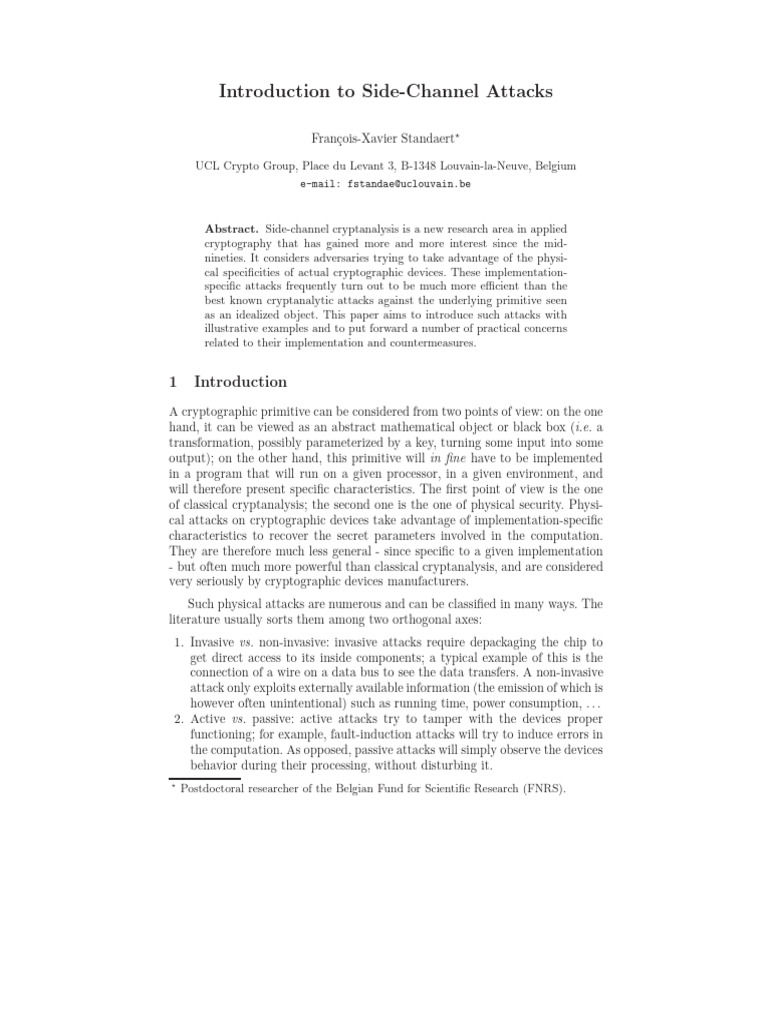 Introduction To Side Channel Attacks Pdf