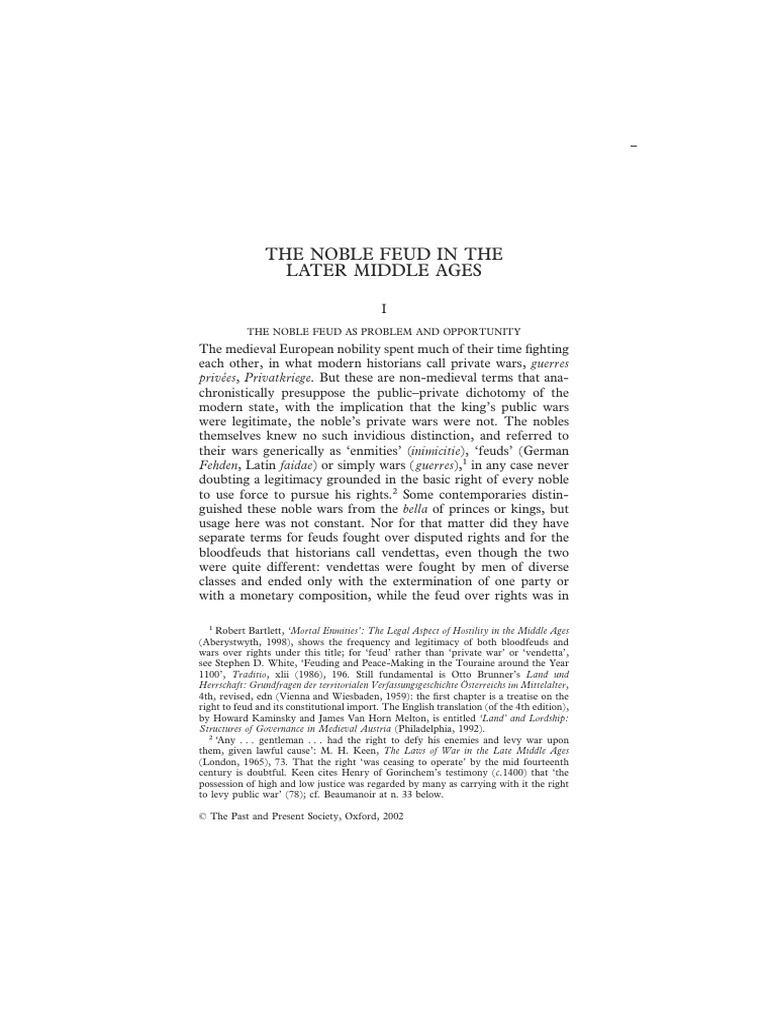 Noble Feud in The Late Middle Ages | PDF