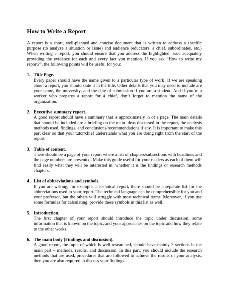 How To Write A Report | PDF