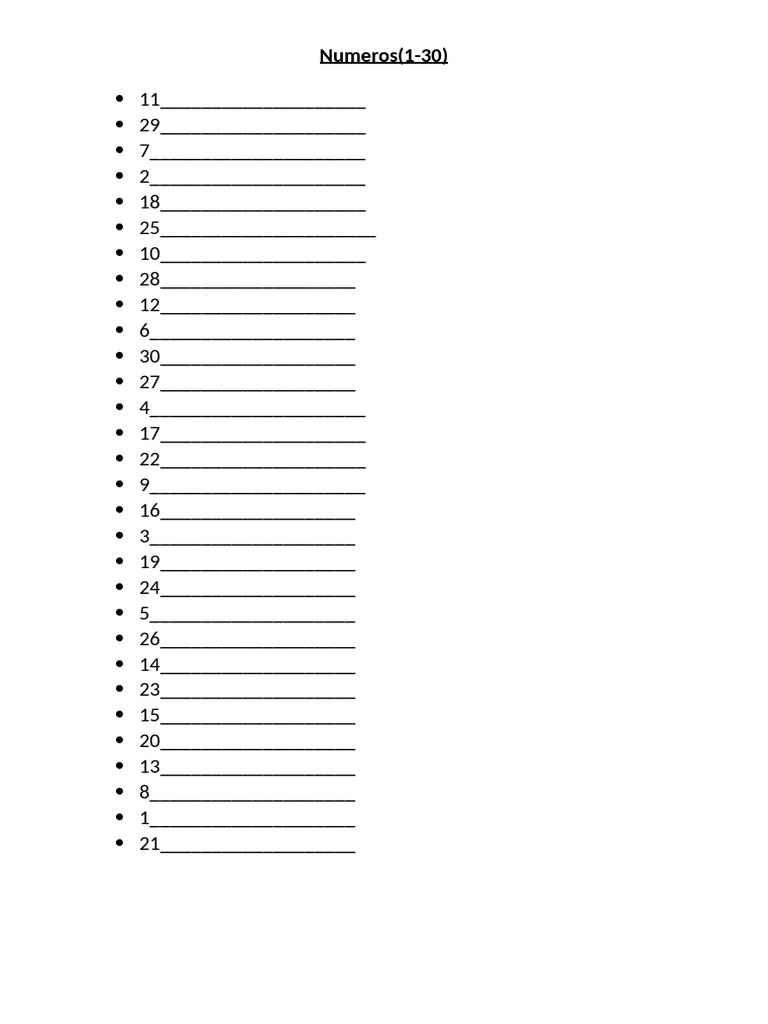 Numbers 1 30 pdf