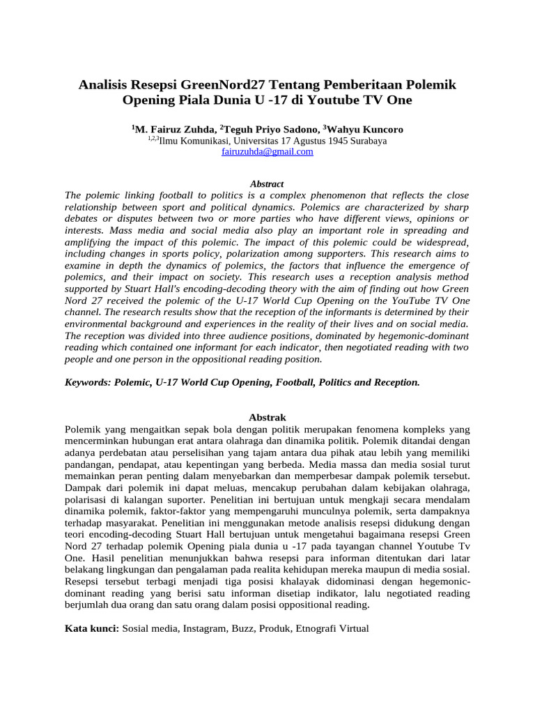 GreenNord27's U-17 World Cup Reception Analysis | PDF | Indonesia | History