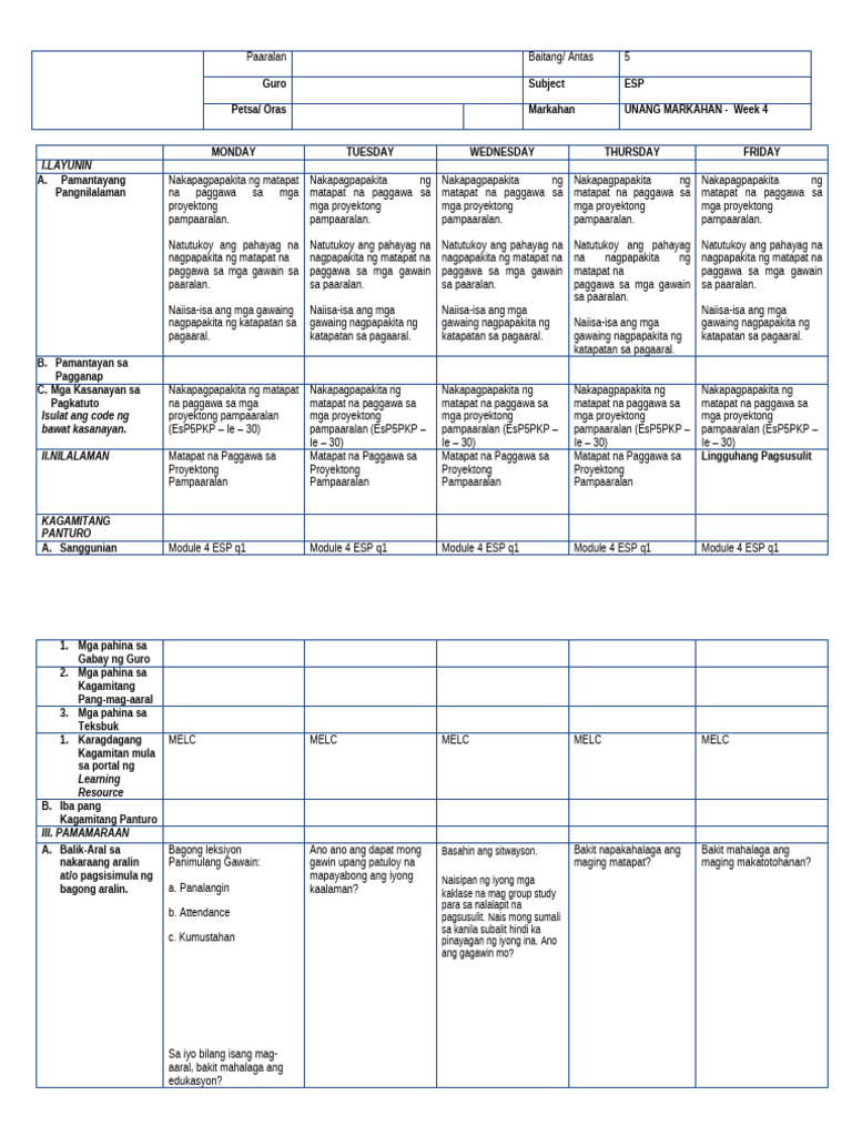 DLL Week 4 Esp | PDF