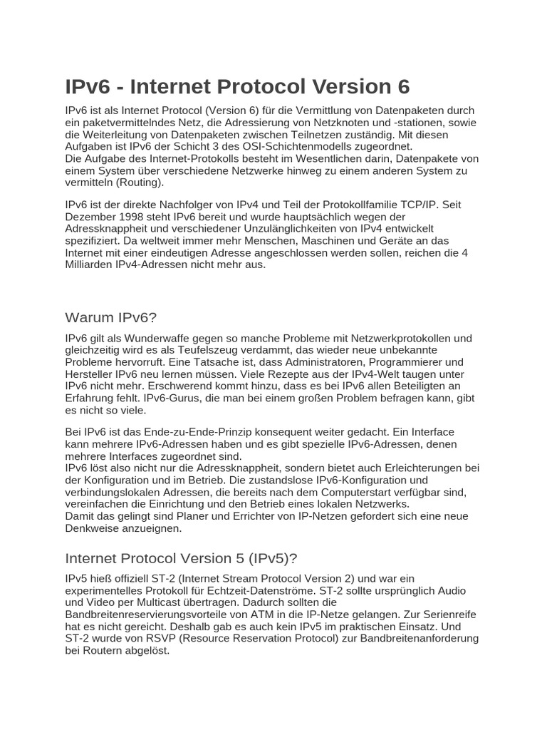 IPv 6 | PDF
