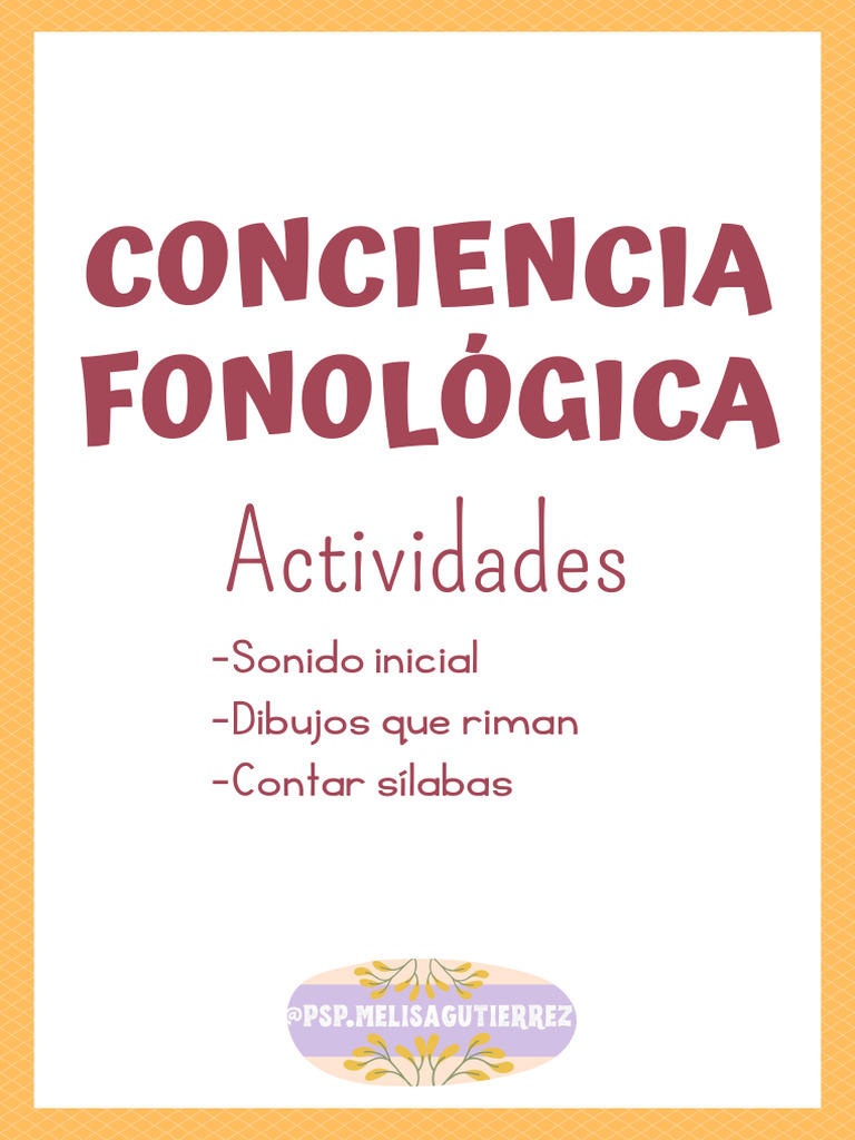 Actividades de Conciencia Fonológica | PDF | Artes del Lenguaje y ...