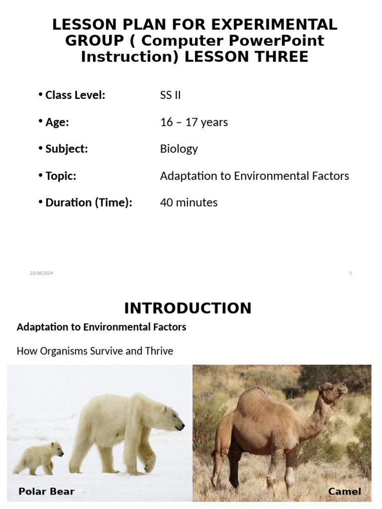 Biology Lesson on Adaptation Factors | PDF | Adaptation | Behavior