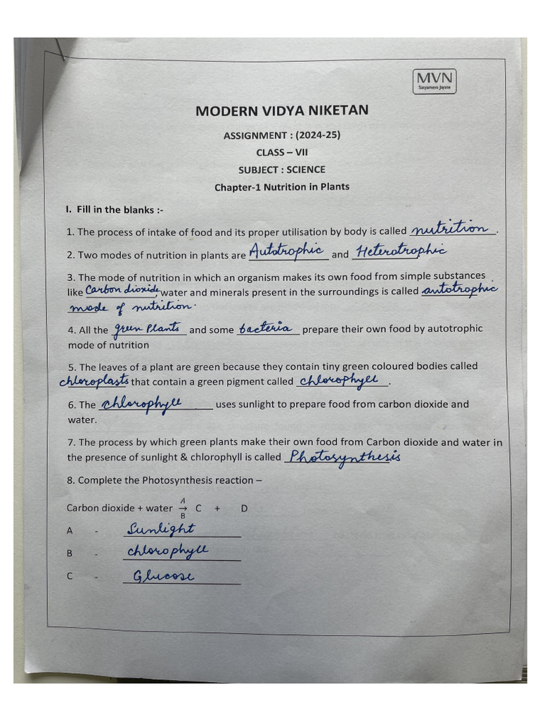 Nutrition In Plants Assignment Pdf