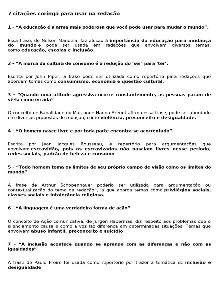 7 Citações Coringa para Usar Na Redação | PDF