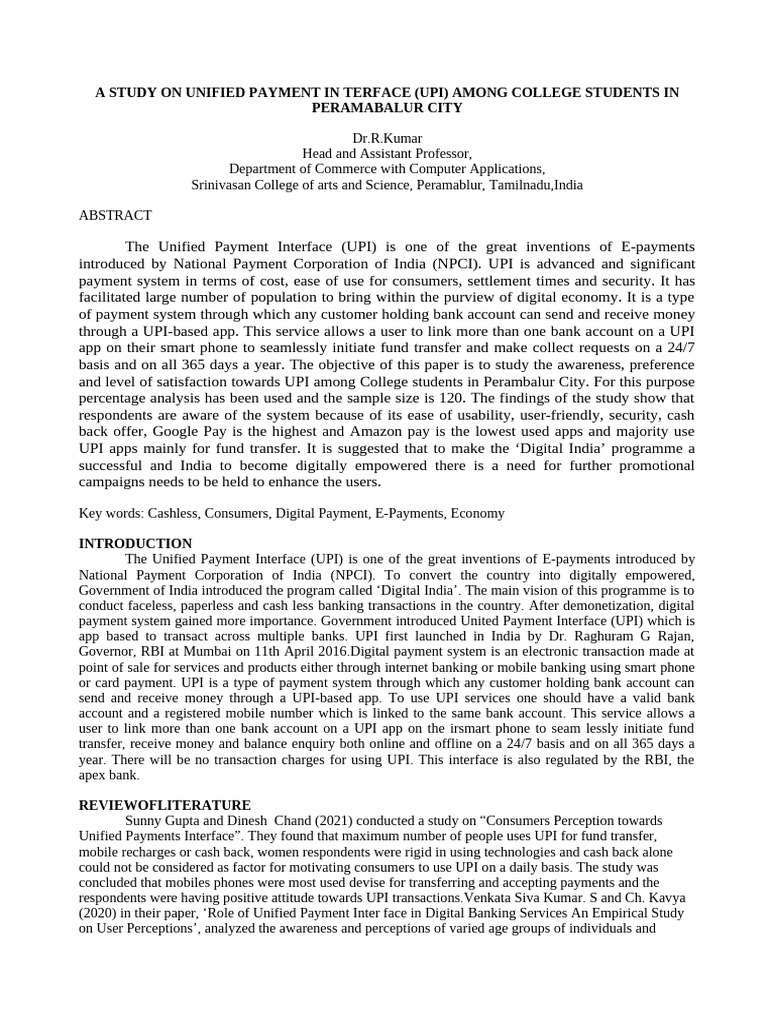 A Study On Unified Payment in Terface | PDF | Usability | Financial ...