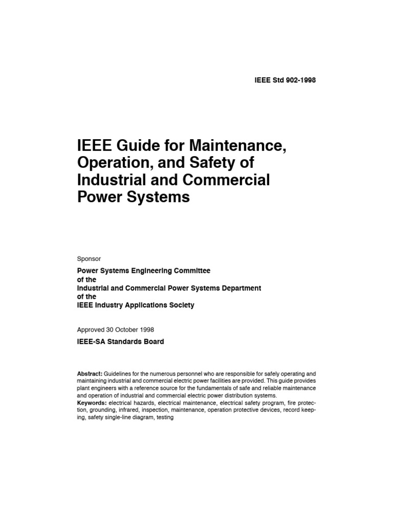 Yellow Book™ - IEEE STD 902™-1998, Guide For Maintenance, Operation ...