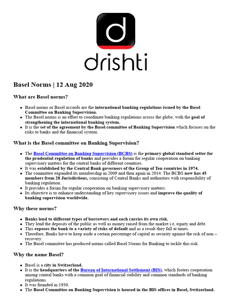 Basel Norms | PDF