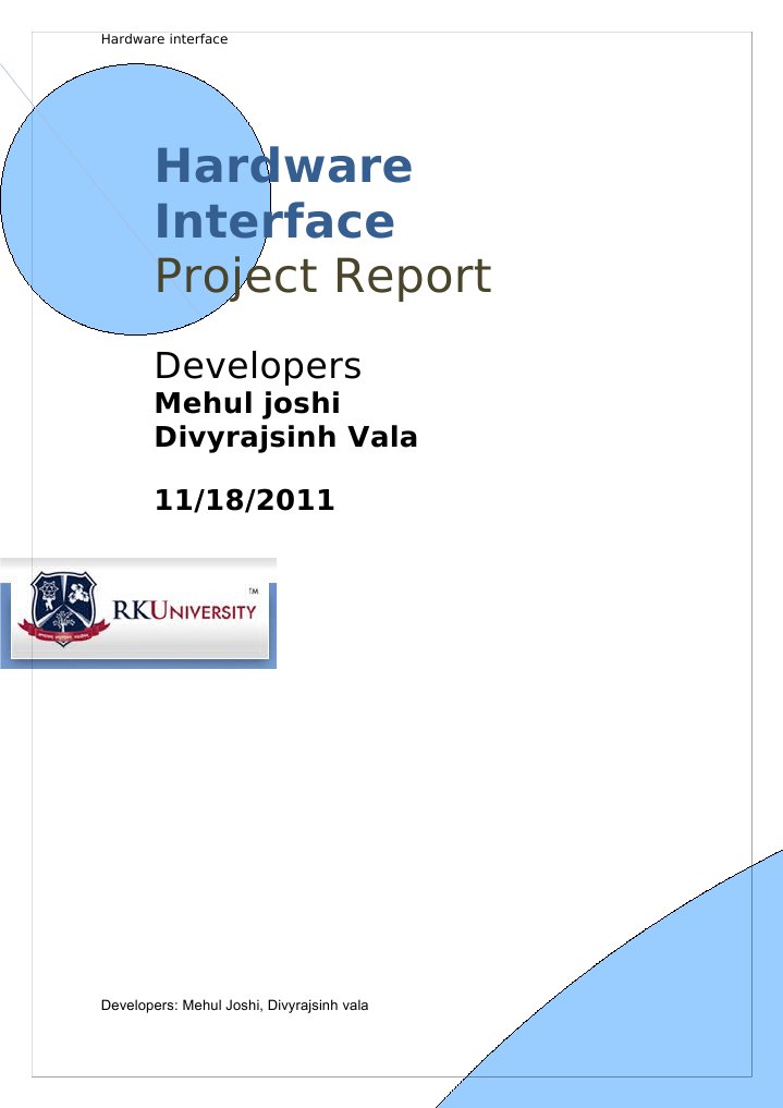 Hardware Interface Project Report | PDF | Computers