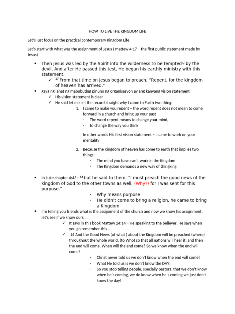 How to live the kingdom life pdf