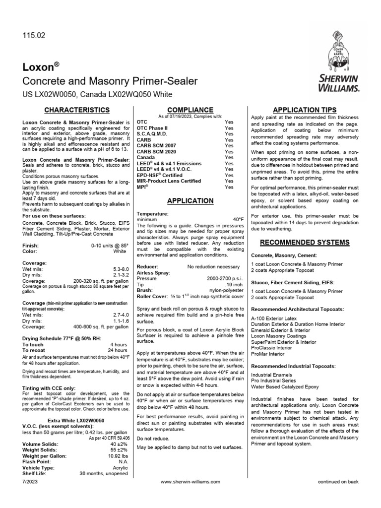 Loxon Concrete & Masonry Primer PDF