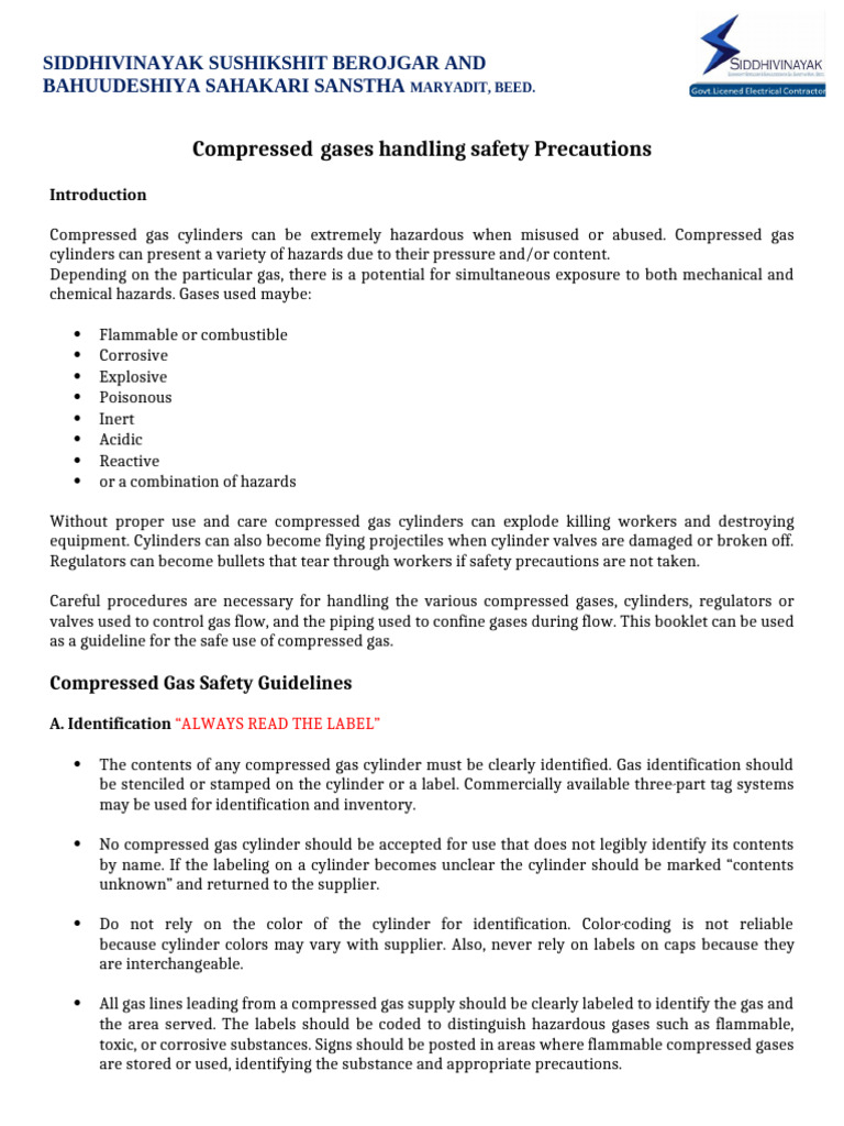 Compressed Gas Safety Guidelines | PDF | Valve | Oxygen