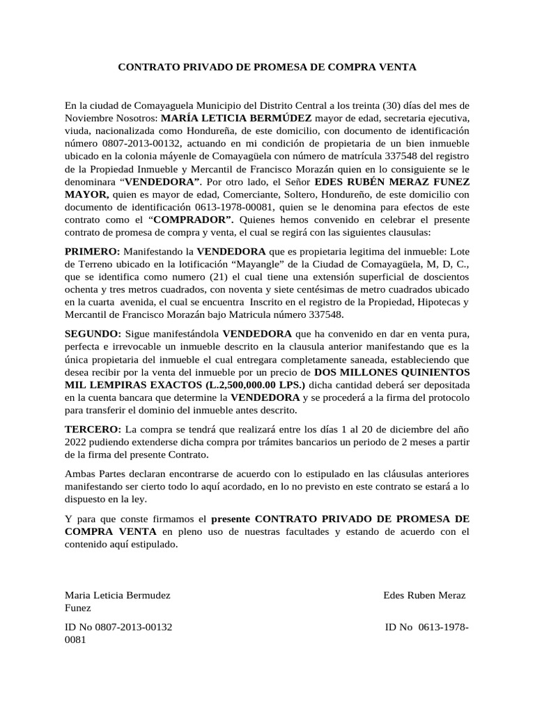 Contrato Promesa Compra Venta Inmueble | PDF | Derecho privado ...