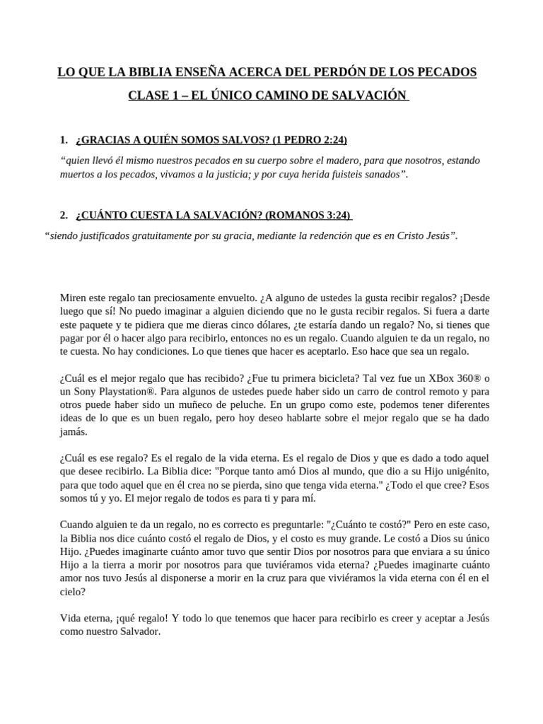 Clase 1 El Unico Camino A La Salvacion Pdf