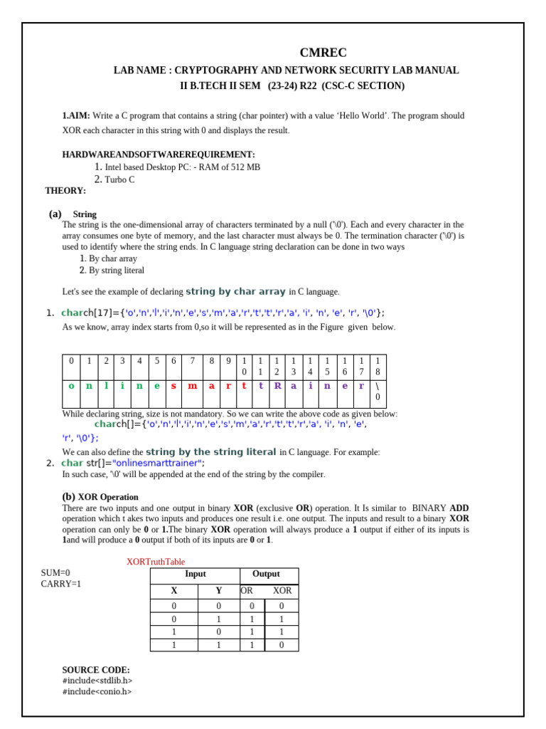 Cryptography & Network Security Lab Manual | PDF | String (Computer ...