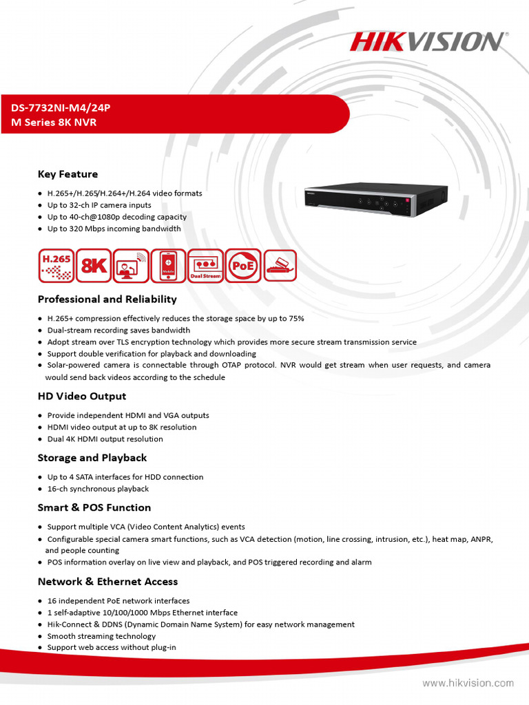 NVR Hikvision Ds 7732nxi k4 | PDF
