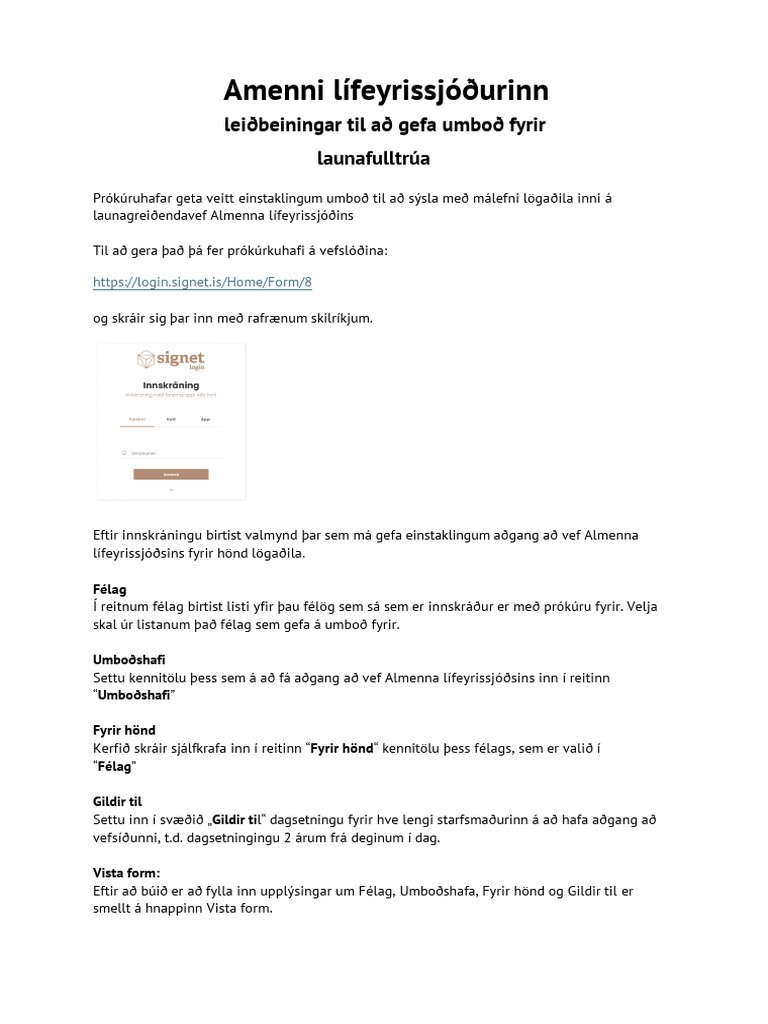 Almenni Umbod Leidbeiningar PDF