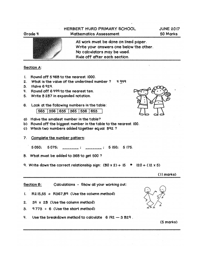 Maths GR 4 June | PDF