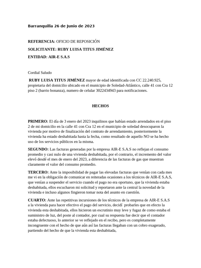 Oficio de Reposicion | PDF