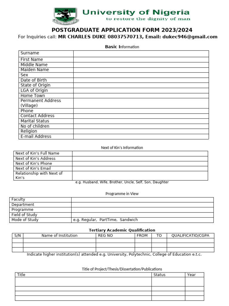 Unn PG Form | PDF