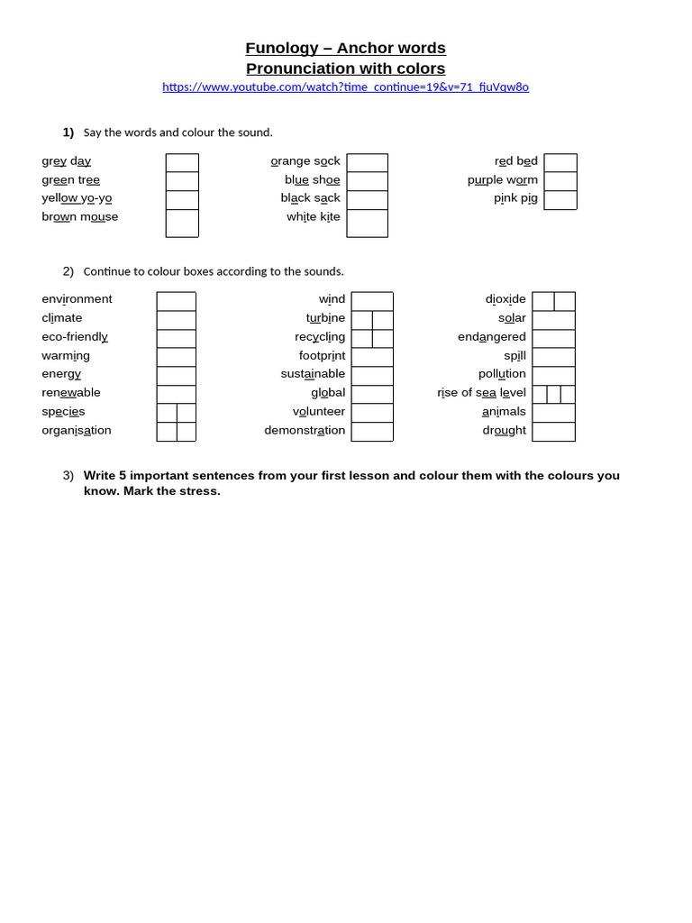 Funology - Anchor Words Pronunciation With Colors | PDF