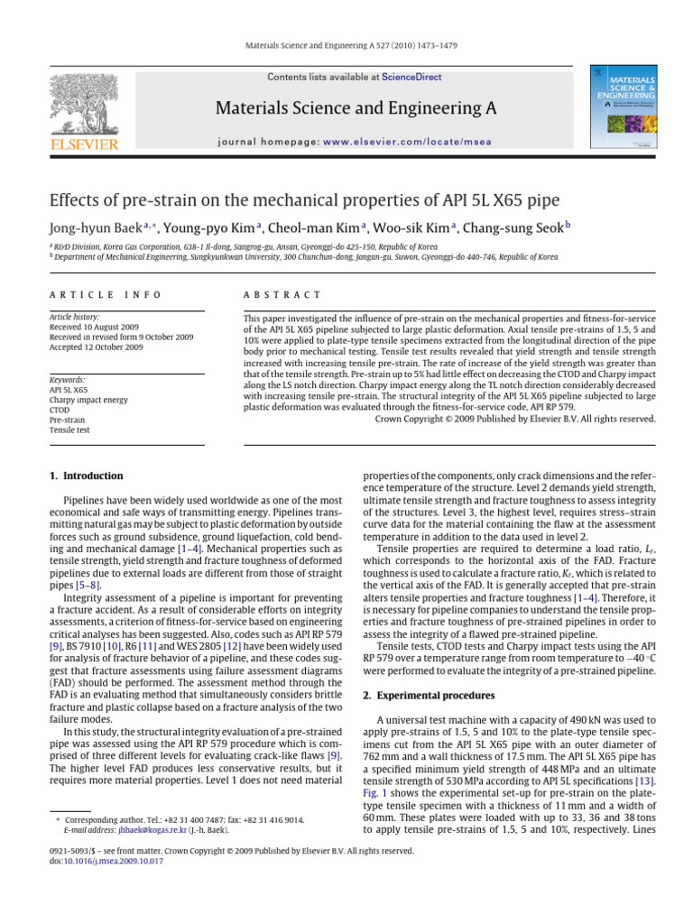 Effects of Pre Strain On The Mechanical | PDF