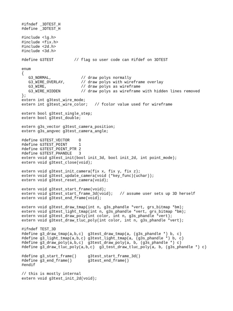 3D Graphics Testing Header File | PDF